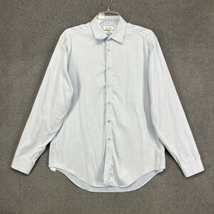 Calvin Klein Shirt Mens 16.5 34/35 Blue Slim Fit Performance Non-Iron Dress